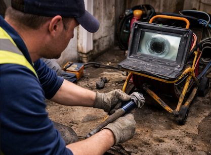 Vakmannen installeren liner bij kousrenovatie